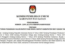 KPUD Way Kanan Umumkan Pendaftaran Pasangan Calon Sesuai Tahapan dan Jadwal