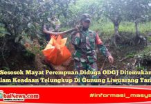 Sesosok Mayat Perempuan Diduga ODGJ Ditemukan Dalam Keadaan Telungkup Di Gunung Liwuarang Taraju