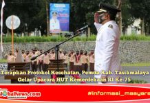 Terapkan Protokol Kesehatan, Pemda Kab. Tasikmalaya Gelar Upacara HUT Kemerdekaan RI Ke-75