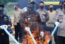 Gubernur Pimpin Langsung Pemusnahan Tembakau dan Etil Alkohol