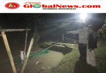 Tanggul Irigasi Way Tebu 1 di Dusun Tanjung Sari Jebol