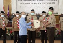 Wabup Way Kanan Menghadiri Muscab V Gerakan Pramuka Way Kanan Tahun 2021