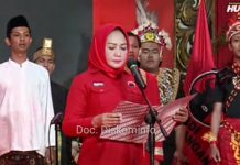 Bupati Tulangbawang Dr Hj Winarti SE MH Bersuara Lantang Berkharisma Bacakan Teks Pancasila