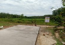 Desa Aji Jaya Realisasikan Dana Desa (DD) Jalan Rabat Beton Tahap Satu Tahun Anggaran 2023.