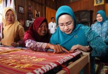 Pj Ketua TP PKK Sumsel Tyas Fatoni Kunjungi Pusat Kerajinan Sulam Benang Emas Ranau di Desa Jepara
