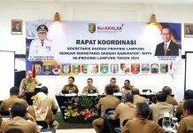 Sekdaprov Lampung Pimpin Rakor Sekda Kabupaten/Kota se-Provinsi Lampung Upaya Percepatan Pembangunan dan Jaga Netralitas ASN di Pilkada 2024