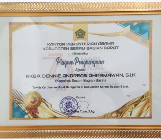 Dapat Penghargaan Dari Kemenag, Kapolres Akui Semua Untuk SBB