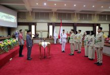 Pj. Sekdaprov Firsada Lantik Duta Pancasila Paskibraka Indonesia Tingkat Provinsi Lampung Periode 2025-2029