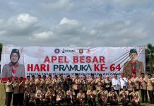 Sekda Way Kanan Machiavelli hadiri Apel Besar Hari Pramuka ke-64 di Baradatu