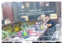 Komisi III Dewan Perwakilan Rakyat Daerah (DPRD) Provinsi Lampung menggelar Rapat Dengar Pendapat (RDP) bersama Organisasi Perangkat Daerah (OPD) mitra kerja