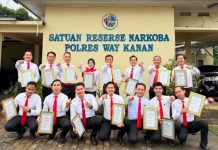 Satuan Reserse Narkoba Polres Way Kanan, Kembali Terima Penghargaan
