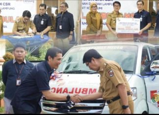 Bank Lampung Serahkan Bantuan Ambulans CSR Untuk Pemkab Lampung Utara