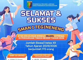 Thomas Amirico Apresiasi Prestasi SMAN 1 Tegineneng, 99,42 Persen Lulusan Lolos PTN