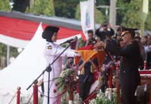 Upacara Penurunan Bendera HUT ke-81 Kemerdekaan RI di Provinsi Lampung Berlangsung Khidmat